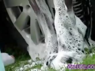 Incredible Busty Ladies Getting Wet And Soapy