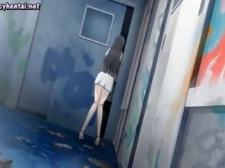 Dark haired hentai young female gets jizzload