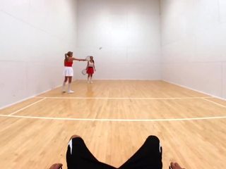 VR Bangers - DILLION and PRISTINE SCISSORING just after NAKED Racquetbal
