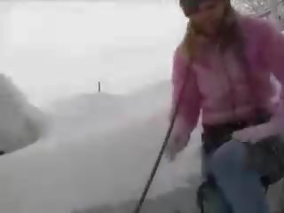 Provocative lesbians fuck in colf charming white snow